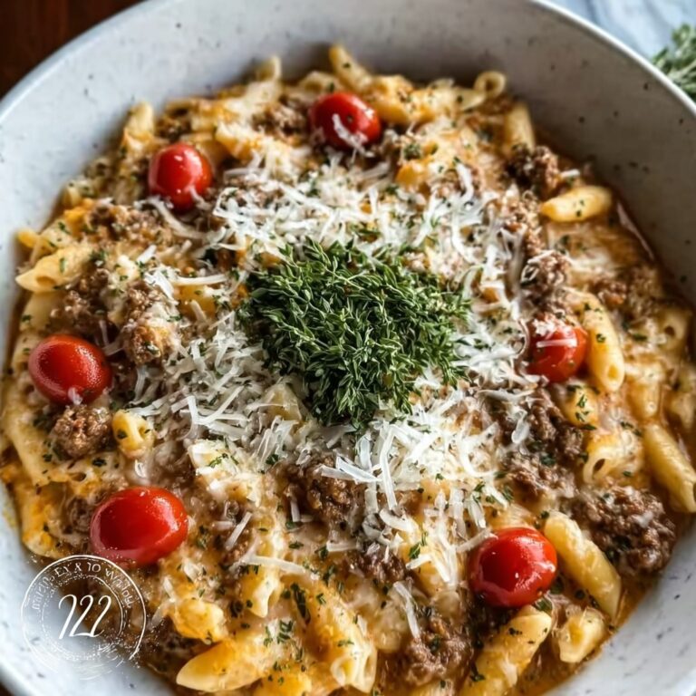 Ground Beef Orzo with Tomato Cream Sauce Recipe