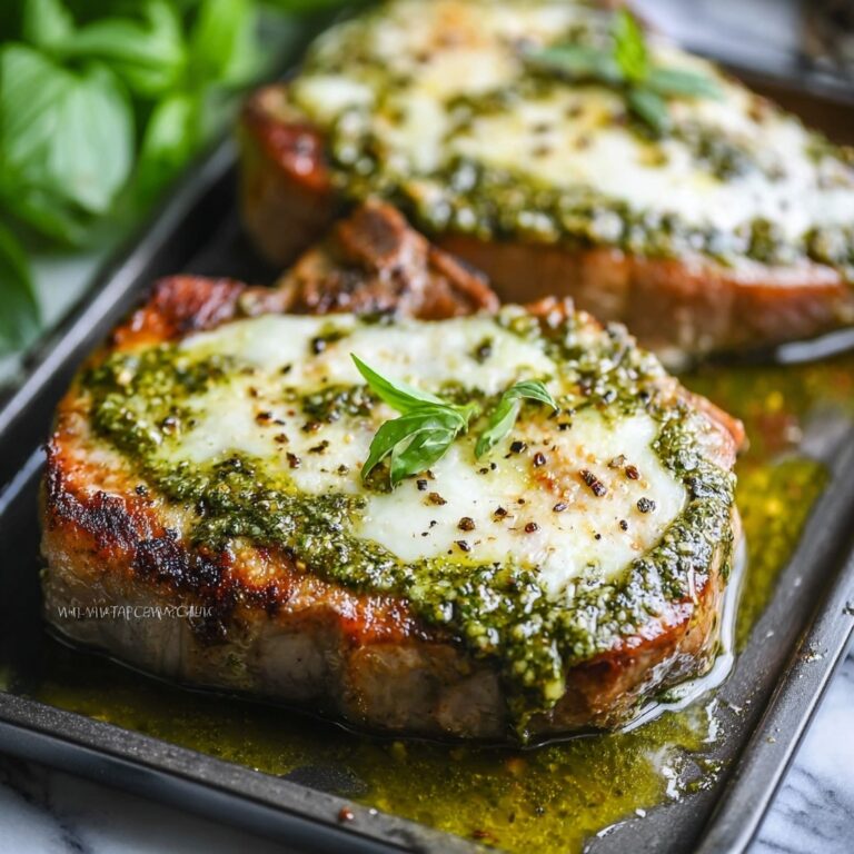 Pesto Mozzarella Stuffed Pork Chops Recipe